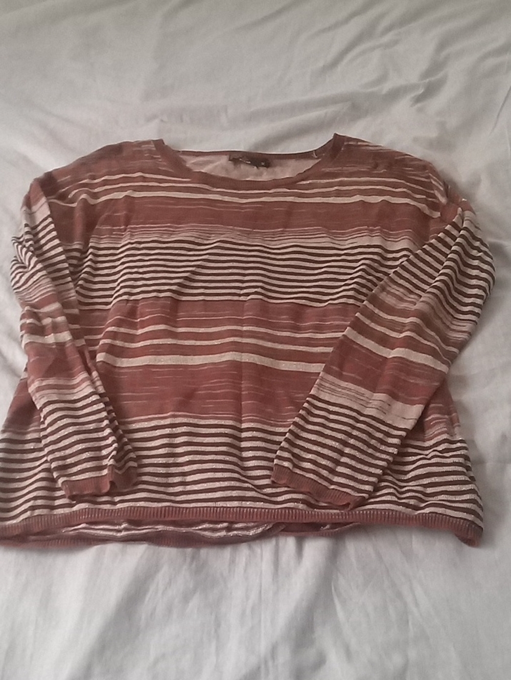 Prana Striped Lightweight Pullover in Rose and Cream